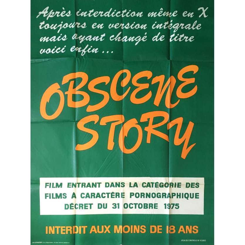 OBSCENE STORY Affiche de film érotique 120x160 cm - 1976 - Martine Grimaud, Henri Sala