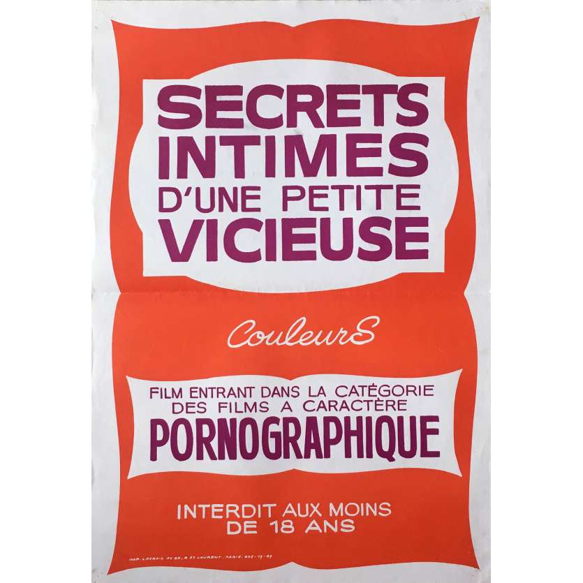 SECRETS INTIMES D'UNE PETITE VICIEUSE Adult Movie Poster 15x21 in.  -  1983 - George Guéret, Melody Bird