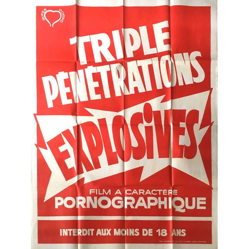 TRIPLES PENETRATIONS EXPLOSIVES Affiche de film érotique 120x160 cm - 1978 - Christine Chavert, Claude Pierson