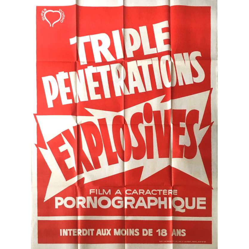 TRIPLES PENETRATIONS Adult Movie Poster 47x63 in.  -  1978 - Claude Pierson, Christine Chavert