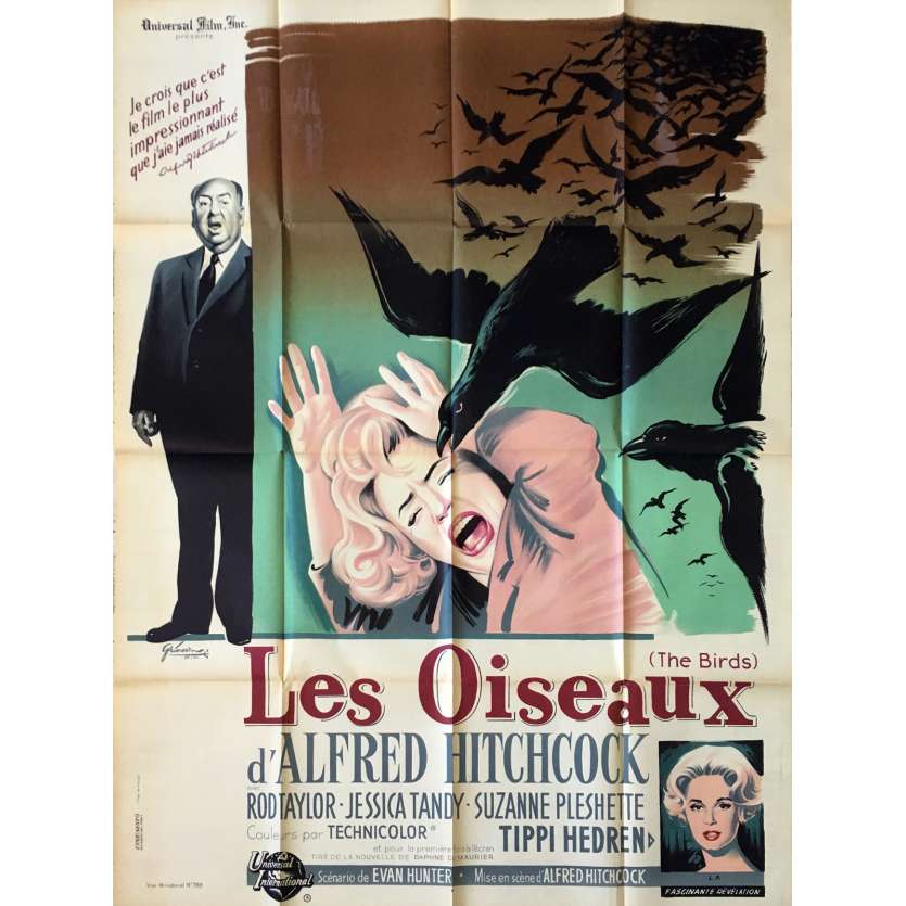 LES OISEAUX Affiche de film - 120x160 cm. - 1963 - Tippi Hedren, Alfred Hitchcock