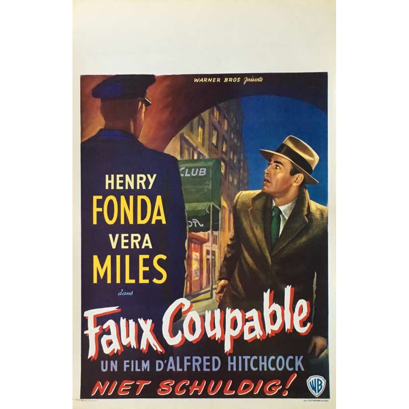 FAUX COUPABLE Affiche de film - 35x55 cm. - 1956 - Henry Fonda, Alfred Hitchcock