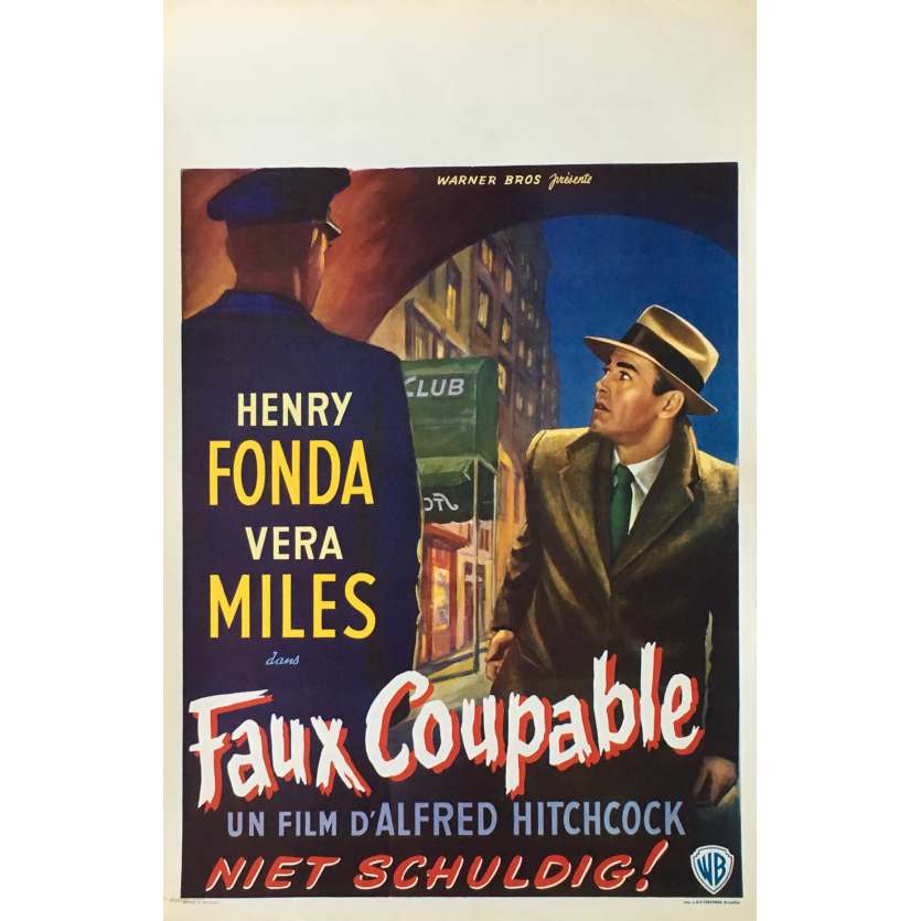 THE WRONG MAN Movie Poster   - 14x21 in. - 1956 - Alfred Hitchcock, Henry Fonda