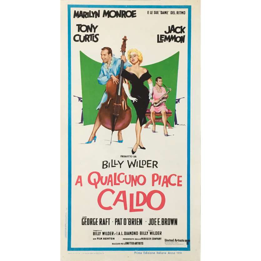 CERTAINS L’AIMENT CHAUD Affiche de film  - 33x71 cm. - 1959 - Marilyn Monroe, Billy Wilder