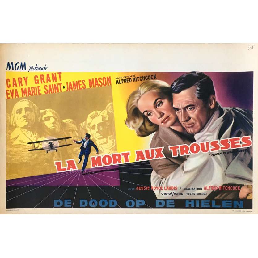LA MORT AUX TROUSSES Affiche de film  - 35x55 cm. - 1959 - Cary Grant, Alfred Hitchcock