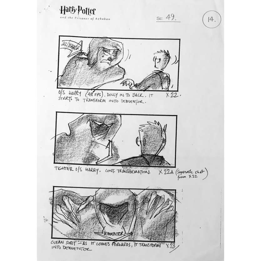 HARRY POTTER AND THE PRISONNER OF AZKABAN Storyboard - 15x21 in. - 2004 - Alfonso Cuaron, Daniel Radcliffe