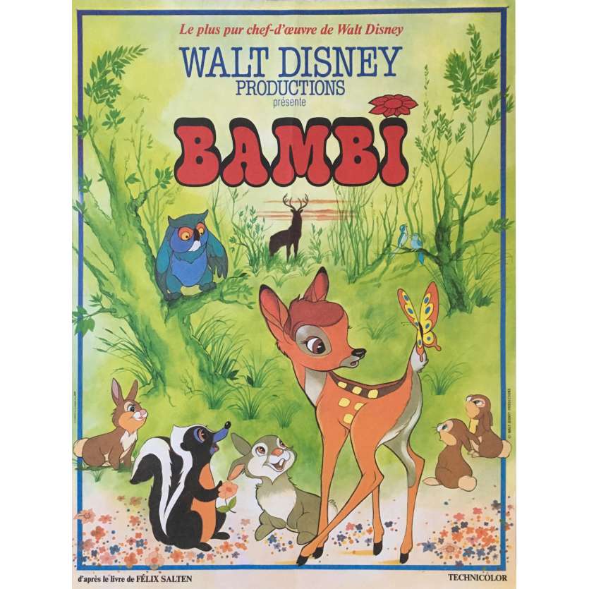 BAMBI Movie Poster 15x21 in. - 1964 - Walt Disney, Hardie Albright