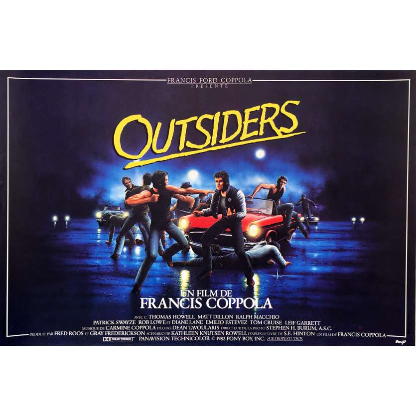 THE OUTSIDERS Movie Poster Folded  - 15x21 in. - 1983 - Francis Ford Coppola, Matt Dillon