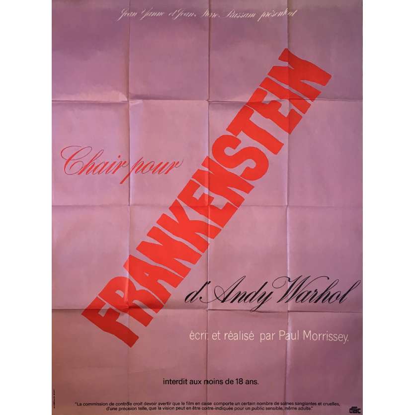 CHAIR POUR FRANKENSTEIN Affiche de film  - 120x160 cm. - 1973 - Udo Kier, Paul Morrissey, Andy Warhol