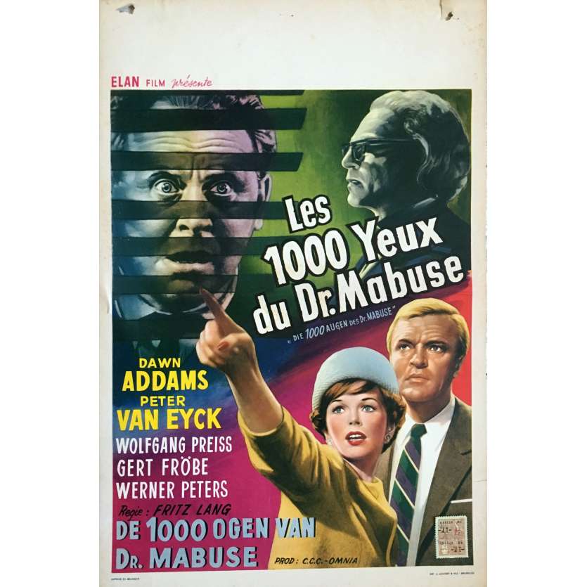 THE 1000 EYES OF DR. MABUSE Movie Poster - 14x21 in. - 1960 - Fritz Lang, Dawn Addams