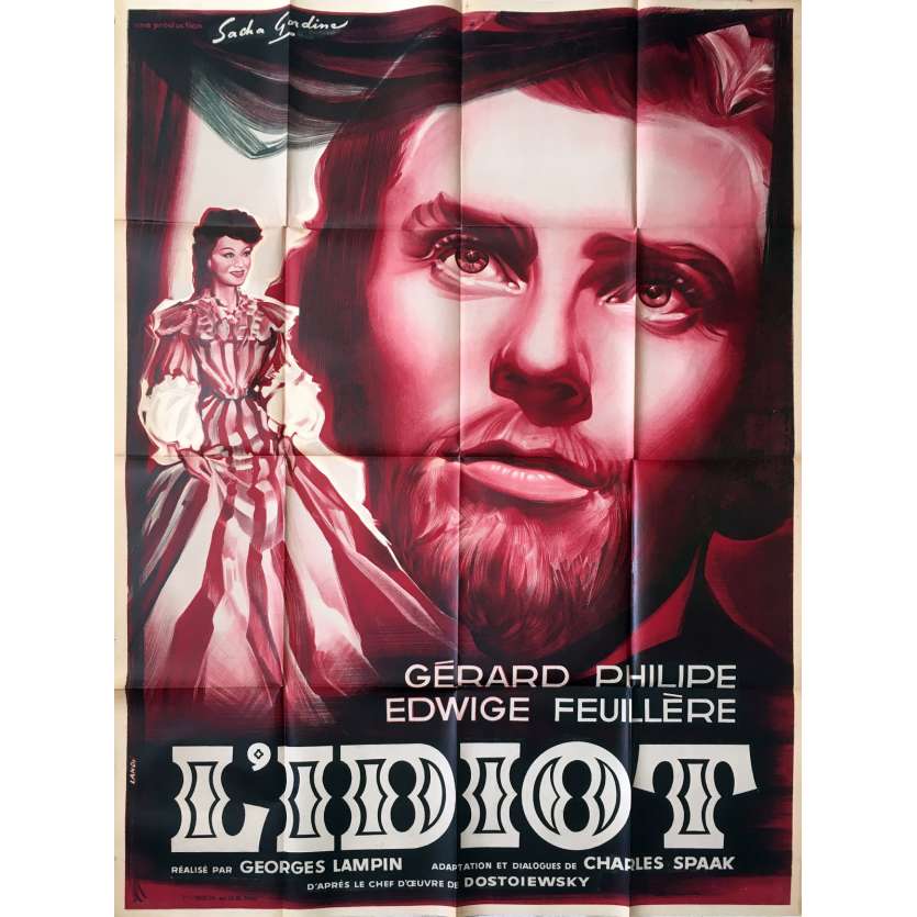 L’IDIOT Affiche de film - 120x160 cm. - R1960 - Gérard Philippe, Georges Lampin