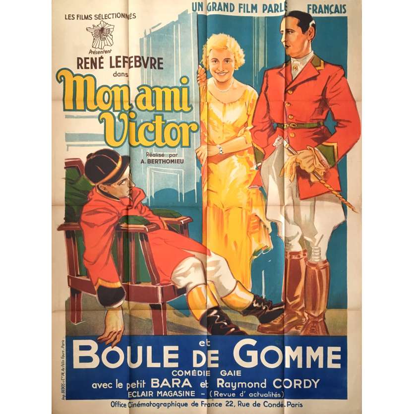 MON AMI VICTOR Affiche de film - 120x160 cm. - 1931 - Pierre Brasseur, André Berthomieu