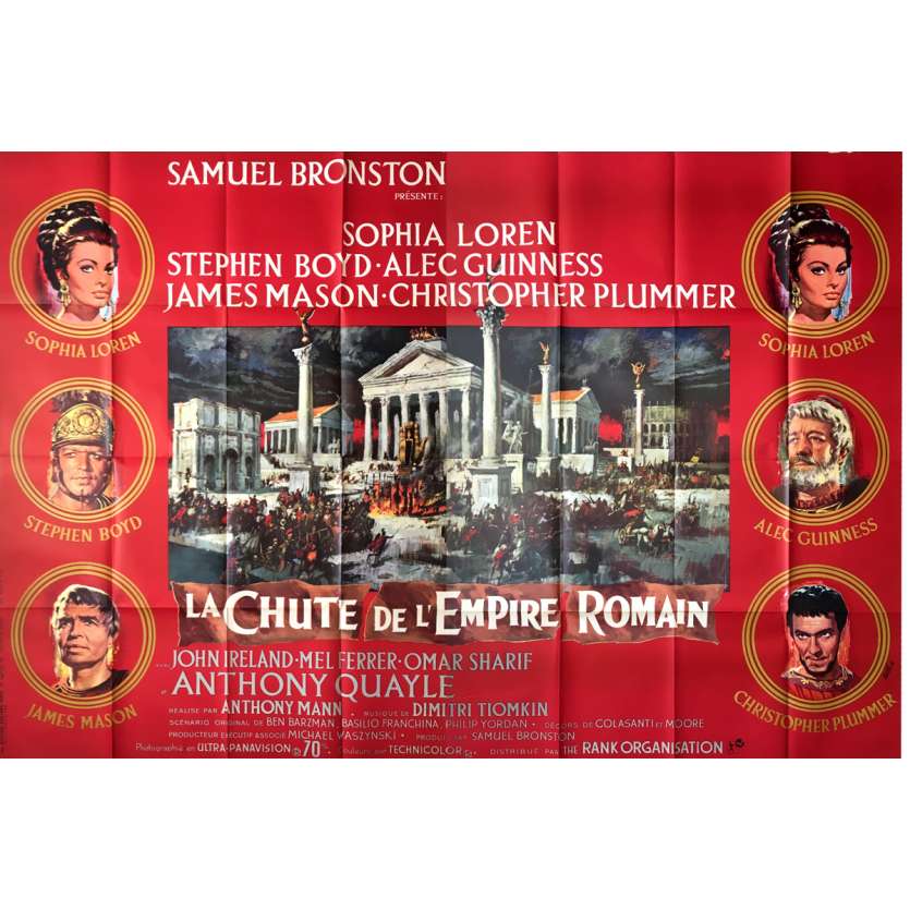 LA CHUTE DE L'EMPIRE ROMAIN Affiche de film - 120x320 cm. - 1964 - Sophia Loren, Anthony Mann
