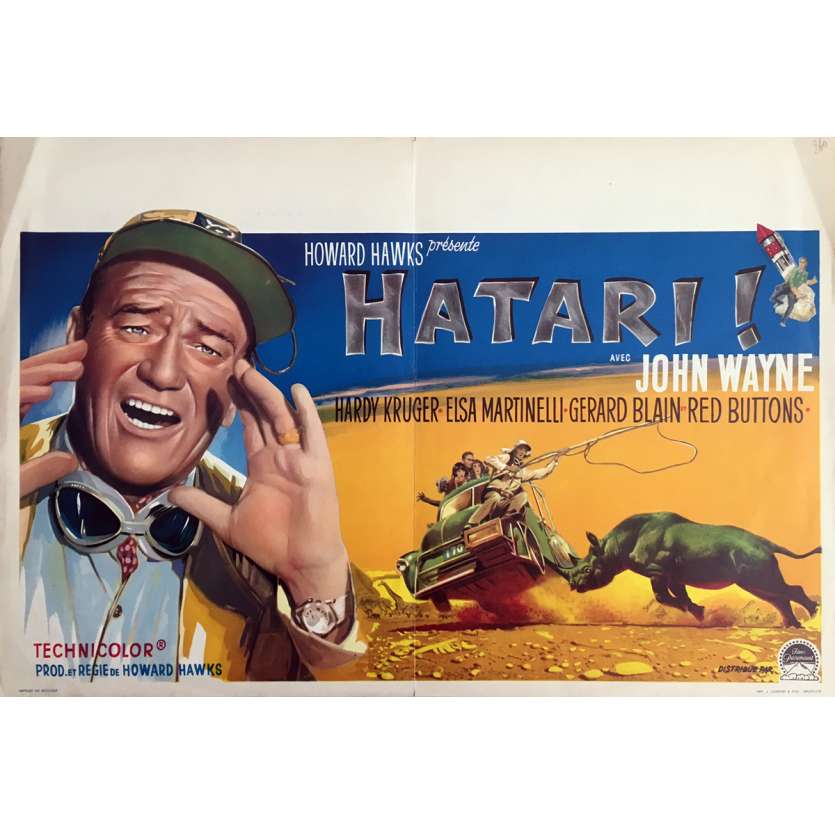 HATARI ! Affiche de film  - 35x55 cm. - 1962 - John Wayne, Howard Hawks