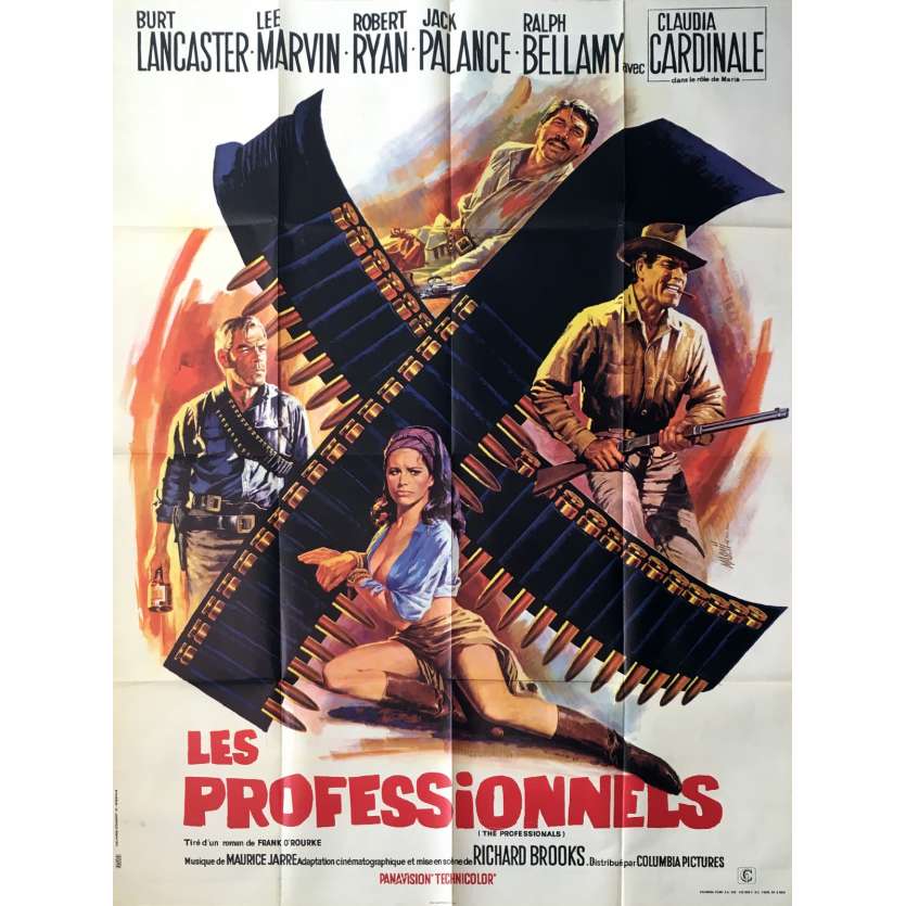 LES PROFESSIONNELS Affiche de Film 120x160 - 1966 - Burt Lancaster, Richard Brooks