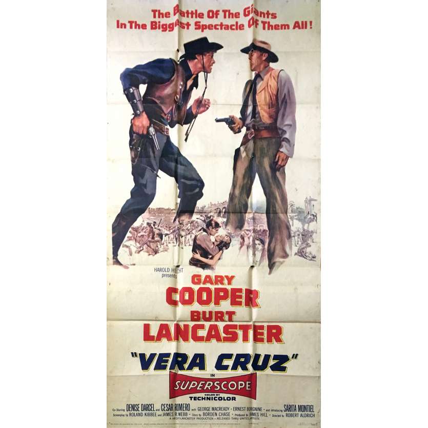 VERA CRUZ Affiche de film - 104x206 cm. - 1954 - Gary Cooper, Robert Aldrich