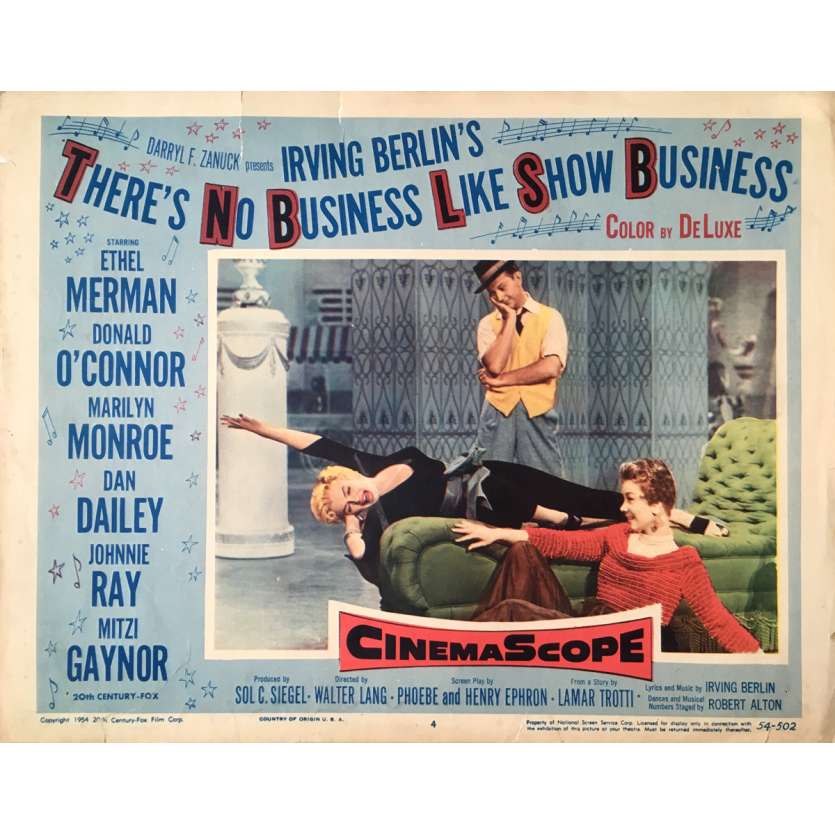 THERE IS NO BUSINESS LIKE SHOW BUSINESS Lobby Card tears - 11x14 in. - 1954 - Walter Lang, Marilyn Monroe