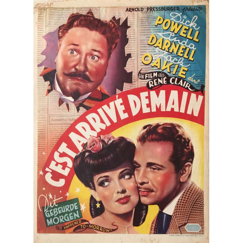 IT HAPPENED TOMORROW Movie Poster - 14x21 in. - 1944 - René Clair, Dick Powell