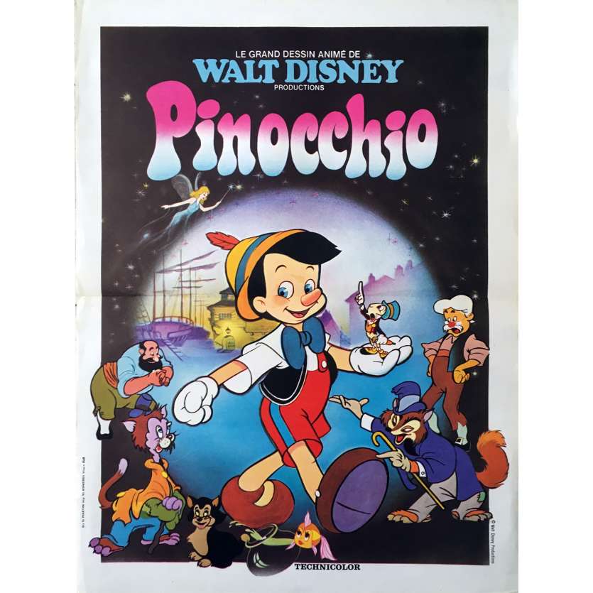 PINOCCHIO Affiche de film  - 40x60 cm. - R1960 - Mel Blanc, Disney