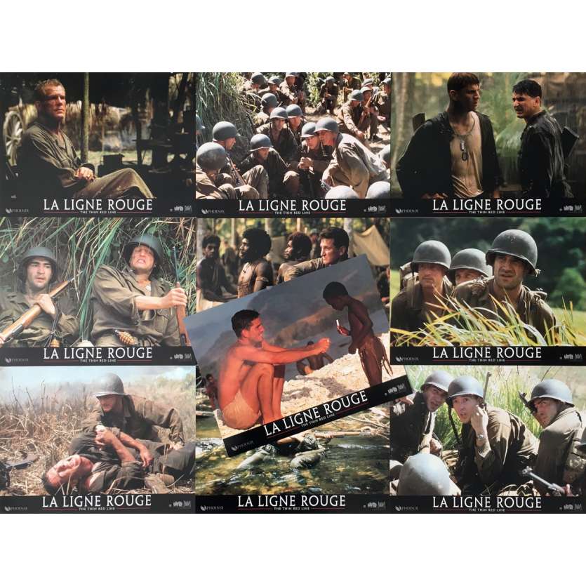 THE THIN RED LINE Lobby Cards x10 - 9x12 in. - R1980 - Terrence Malick, Sean Penn