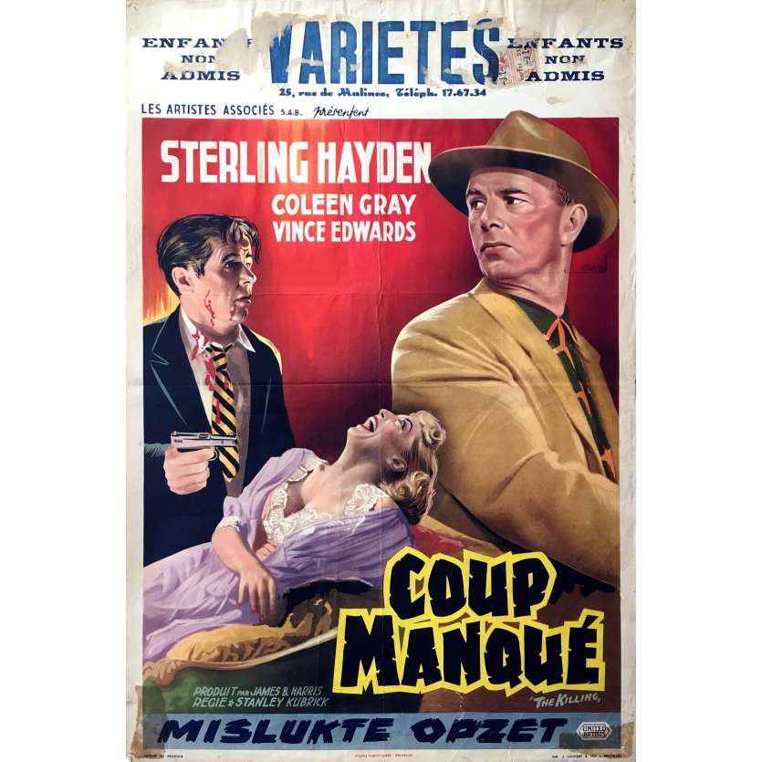 THE KILLING Movie Poster   - 14x21 in. - 1956 - Stanley Kubrick, Sterling Hayden