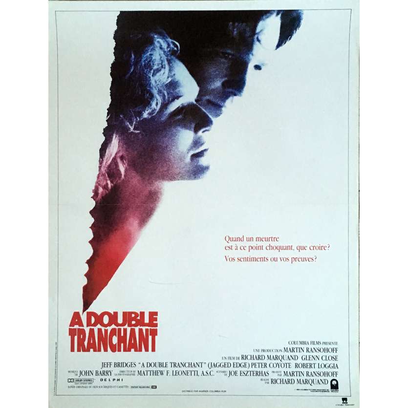 A DOUBLE TRANCHANT Affiche de film - 40x60 cm. - 1985 - Jeff Bridges, Richard Marquand