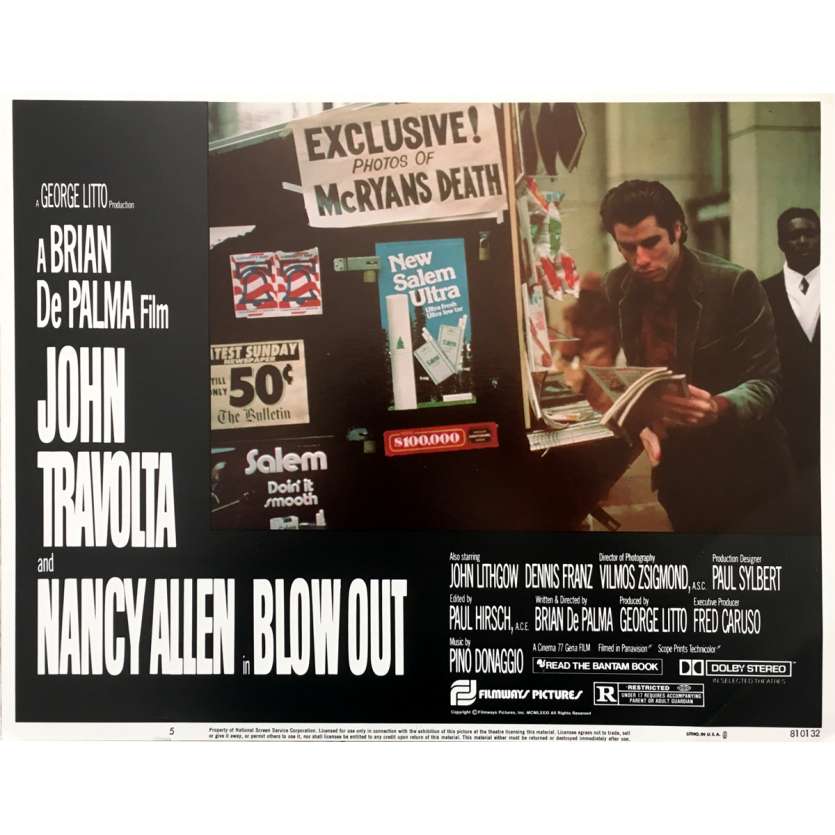 BLOW OUT Photo de film - 28x36 cm. - 1981 - John Travolta, Brian de Palma