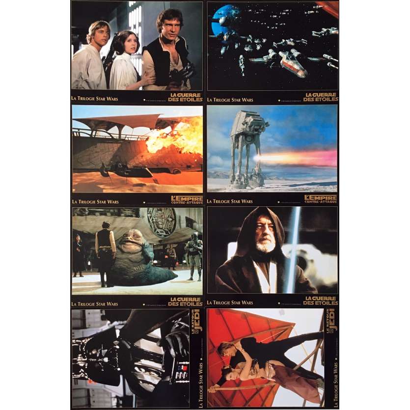 STAR WARS TRILOGIE Photos de film x8 - 21x30 cm. - 1997 - Harrison Ford, Carrie Fisher, George Lucas