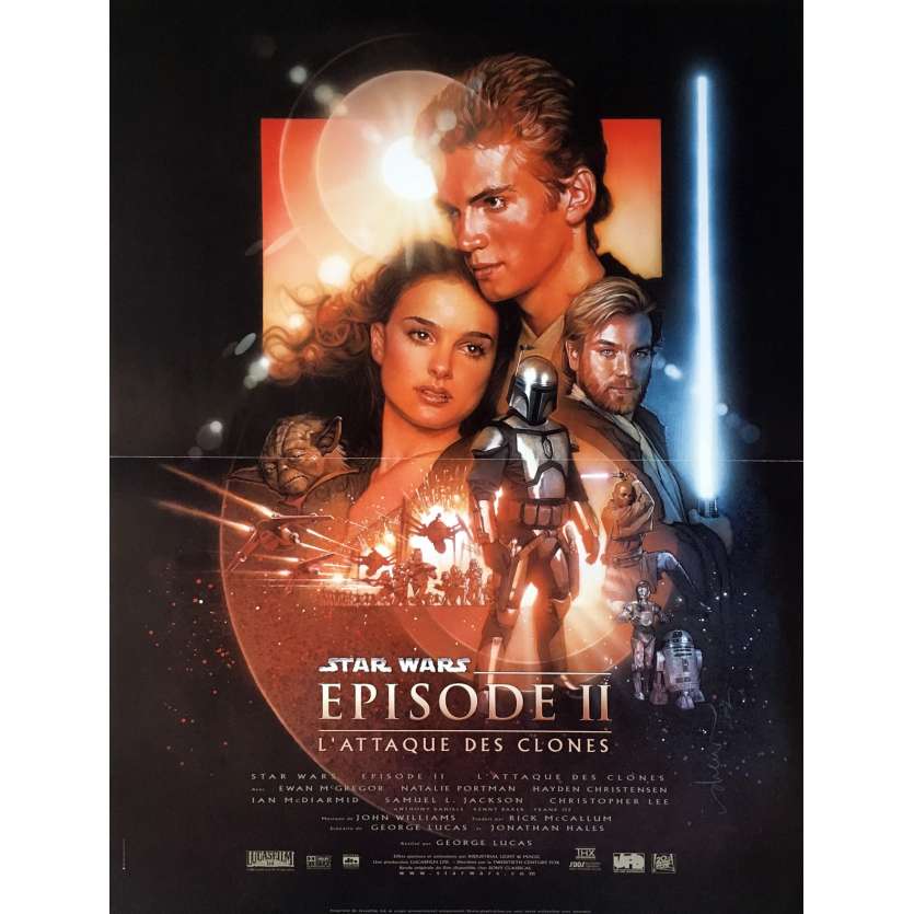 STAR WARS - L'ATTAQUE DES CLONES Affiche de film - 40x60 cm. - 2002 - Natalie Portman, George Lucas