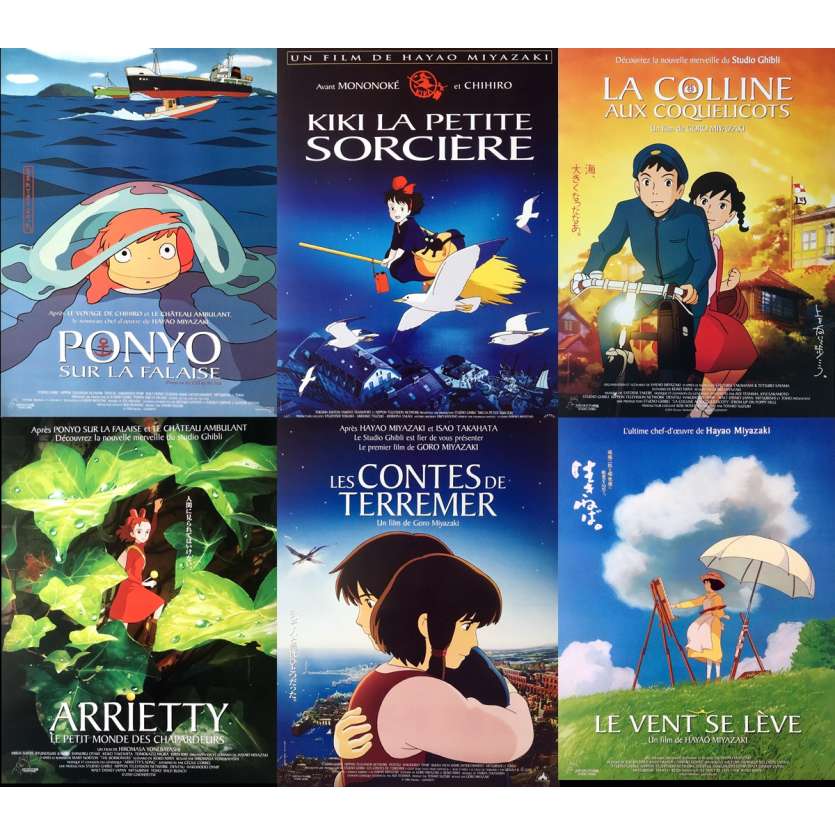 MIYAZAKI / GHIBLI Lot of 6 Original French Movie Posters N2 - ROLLED / NM !