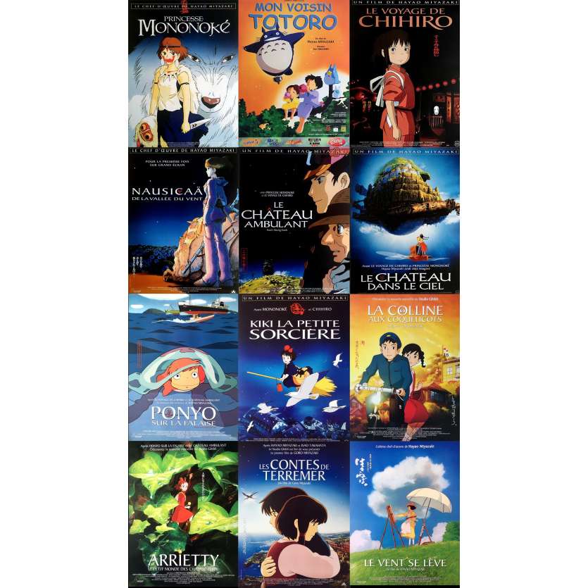 MIYAZAKI / GHIBLI Lot of 12 Original French Movie Posters - ROLLED / NM !