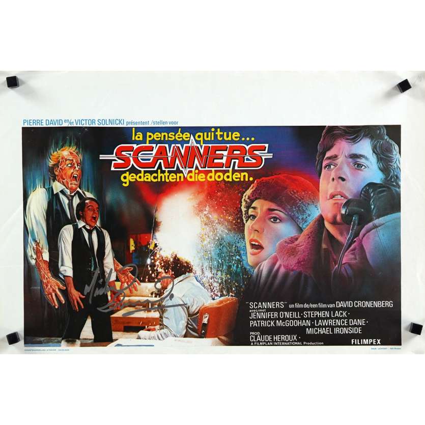 SCANNERS signed Belgian movie poster '81 by Michael Ironside, directed by David Cronenberg