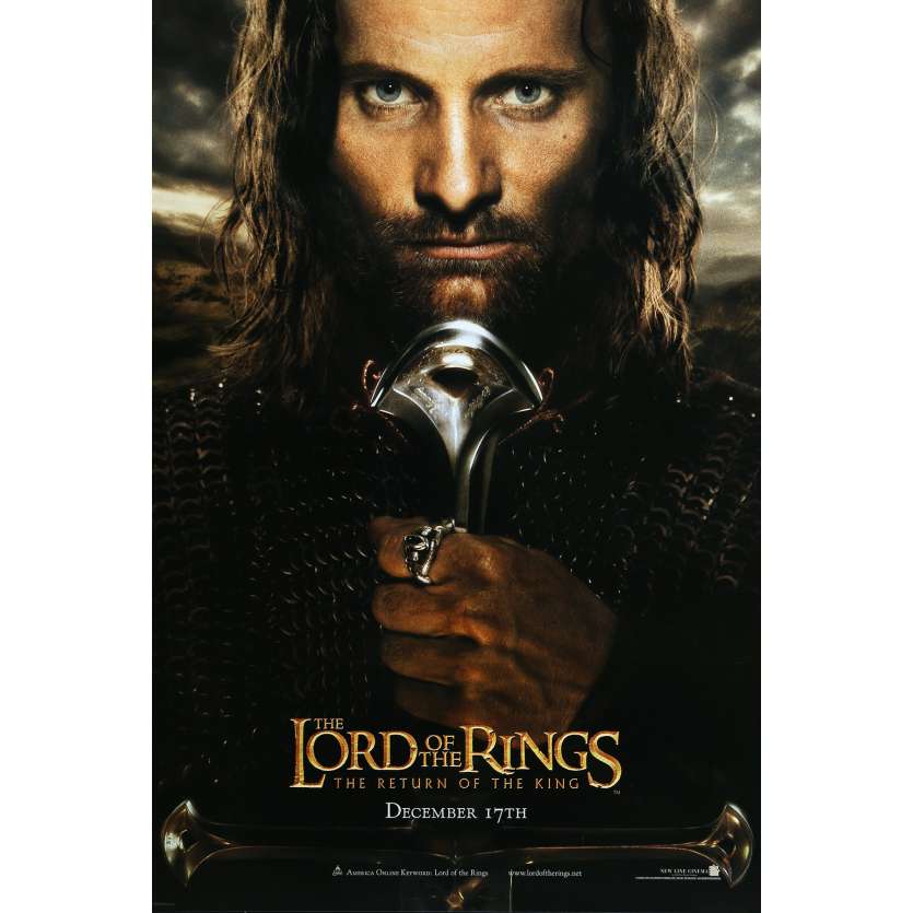 LE SEIGNEUR DES ANNEAUX - LE RETOUR DU ROI Affiche de film Aragorn Style  - 69x101 cm. - 2003 - Viggo Mortensen, Peter Jackson