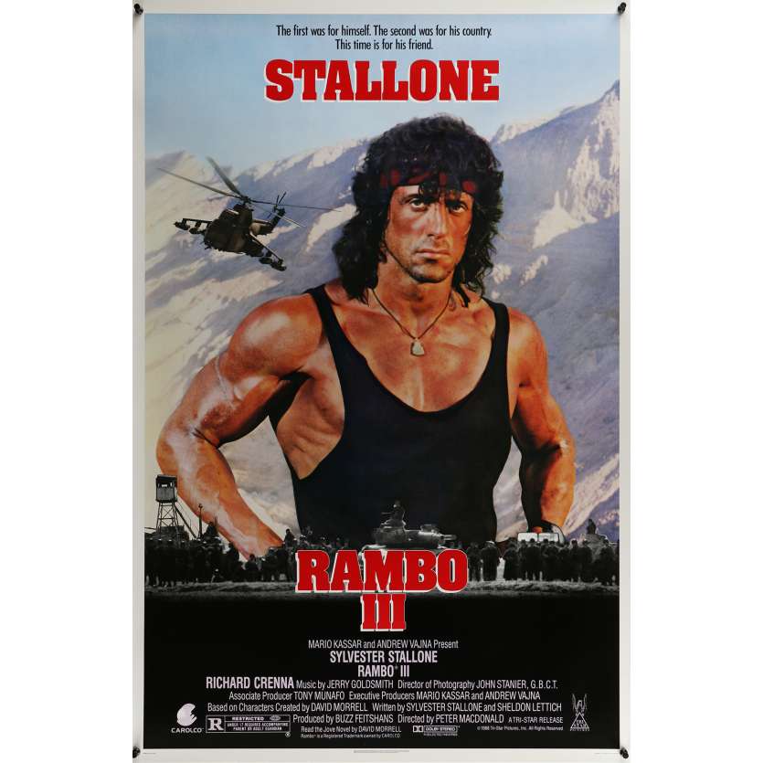 RAMBO 3 Movie Poster - 29x41 in. - 1988 - Sylvester Stallone, Richard Crenna