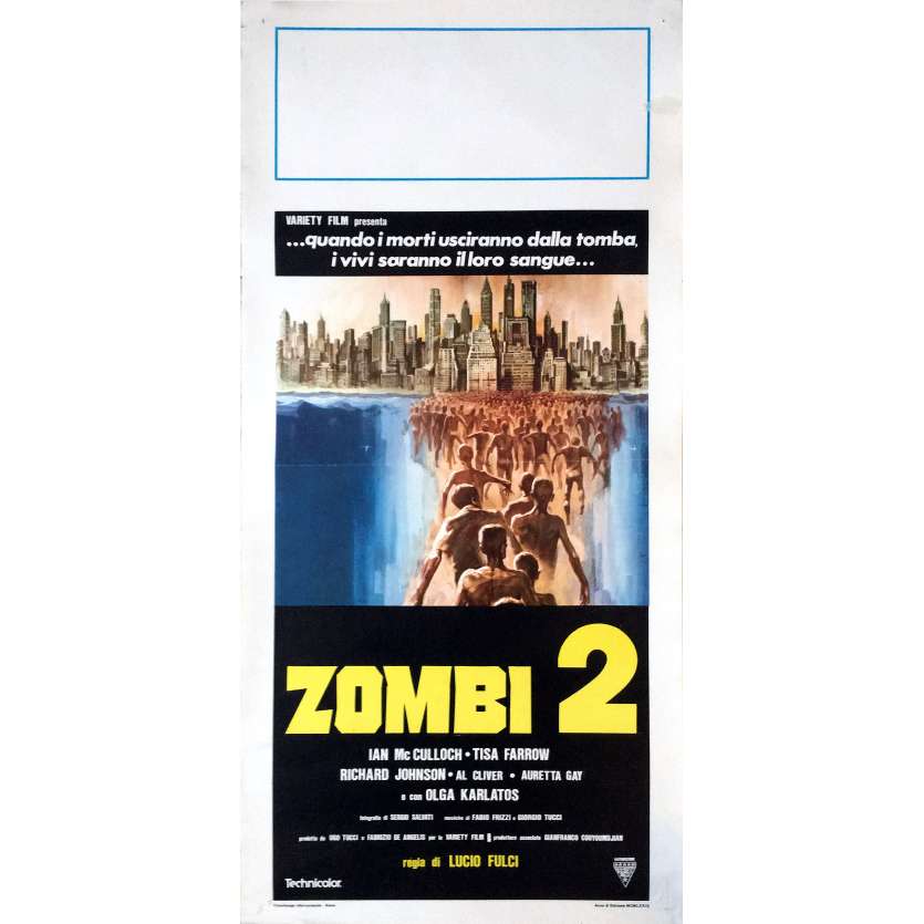 L'ENFER DES ZOMBIES Affiche de film 33x71 cm - 1979 - Tisa Farrow, Lucio Fulci