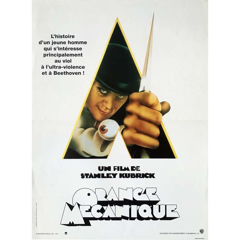 ORANGE MECANIQUE Affiche de film 40x60 - R1990 - Malcom McDowell, Stanley Kubrick