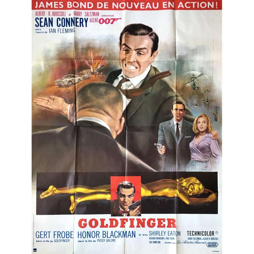GOLDFINGER French Movie Poster 47x63- R-1970 - James Bond, Sean Connery