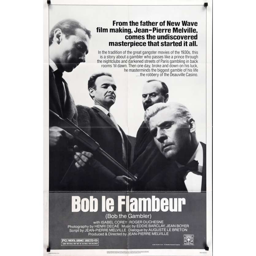BOB LE FLAMBEUR Affiche de film - 69x104 cm. - R1980 - Roger Duchesne, Jean-Pierre Melville