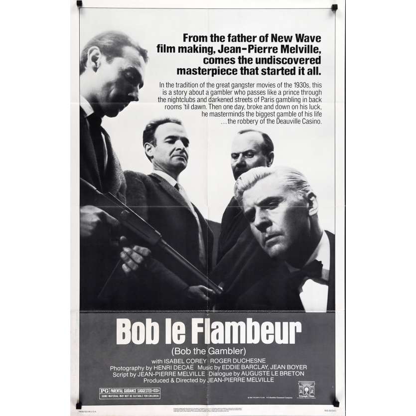 BOB LE FLAMBEUR Affiche de film  - 69x104 cm. - R1980 - Roger Duchesne, Jean-Pierre Melville