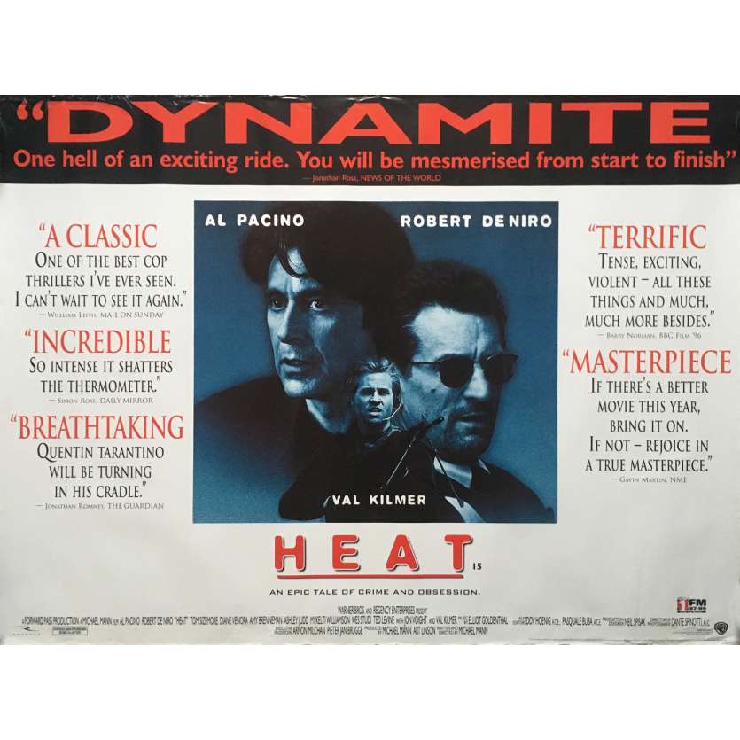 HEAT Movie Poster - 30x40 in. - 1995 - Michael Mann, Robert de Niro, Al Pacino