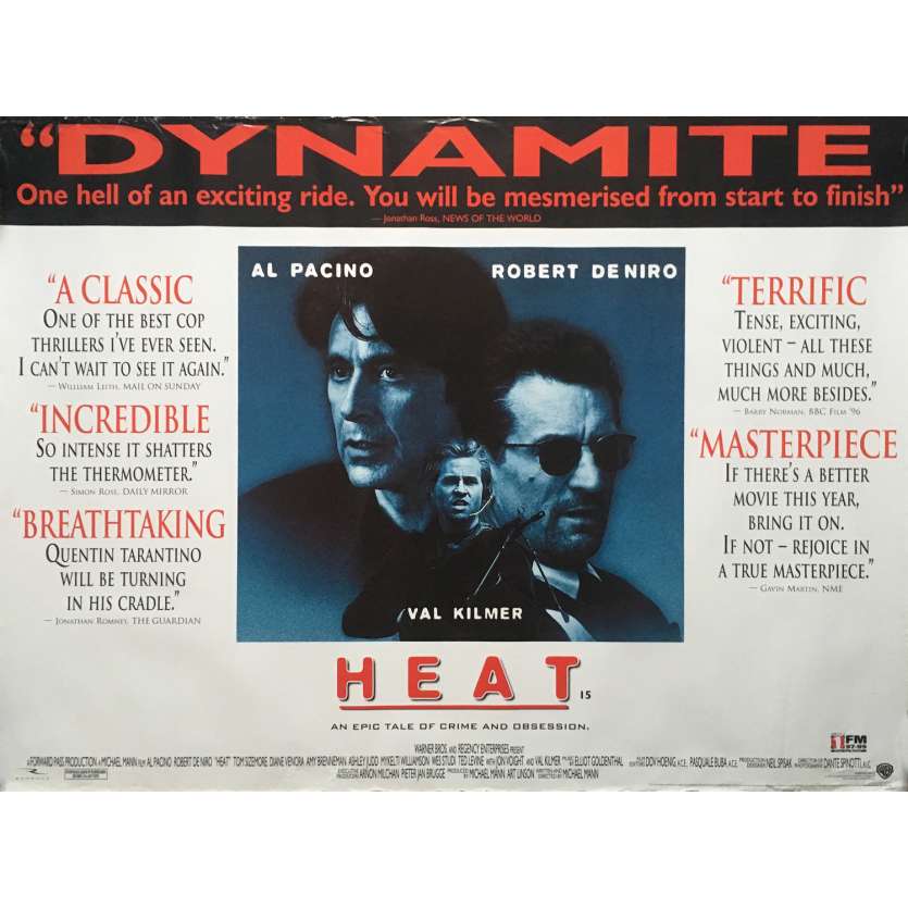 HEAT Movie Poster  - 30x40 in. - 1995 - Michael Mann, Robert de Niro, Al Pacino