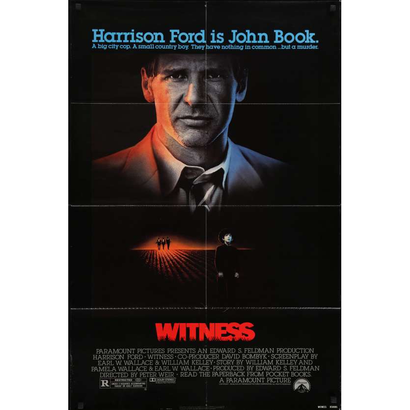 WITNESS Affiche de film - 69x104 cm. - 1985 - Harrison Ford, Peter Weir