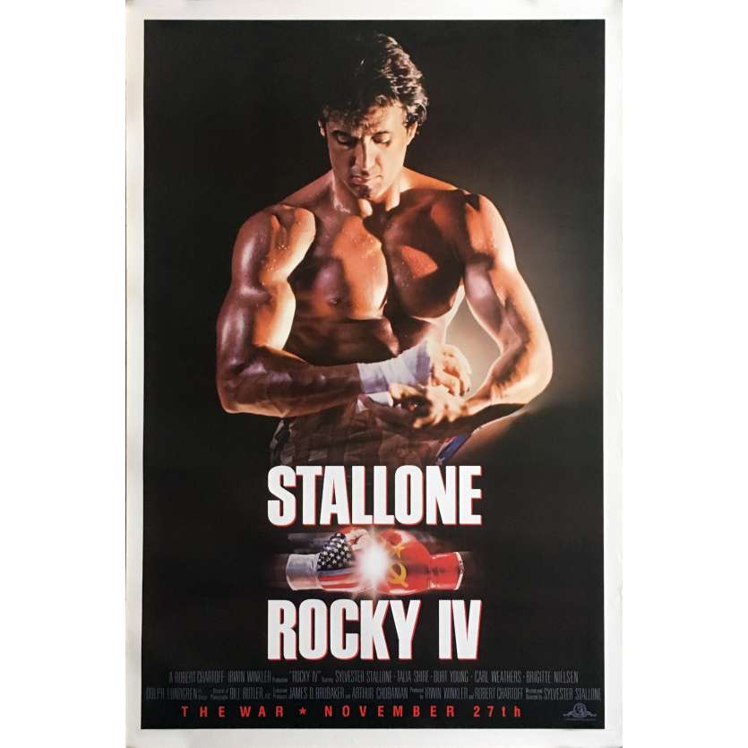 ROCKY IV Movie Poster Adv. Gloves - 29x41 in. - 1985 - Sylvester Stallone, Dolph Lundgren