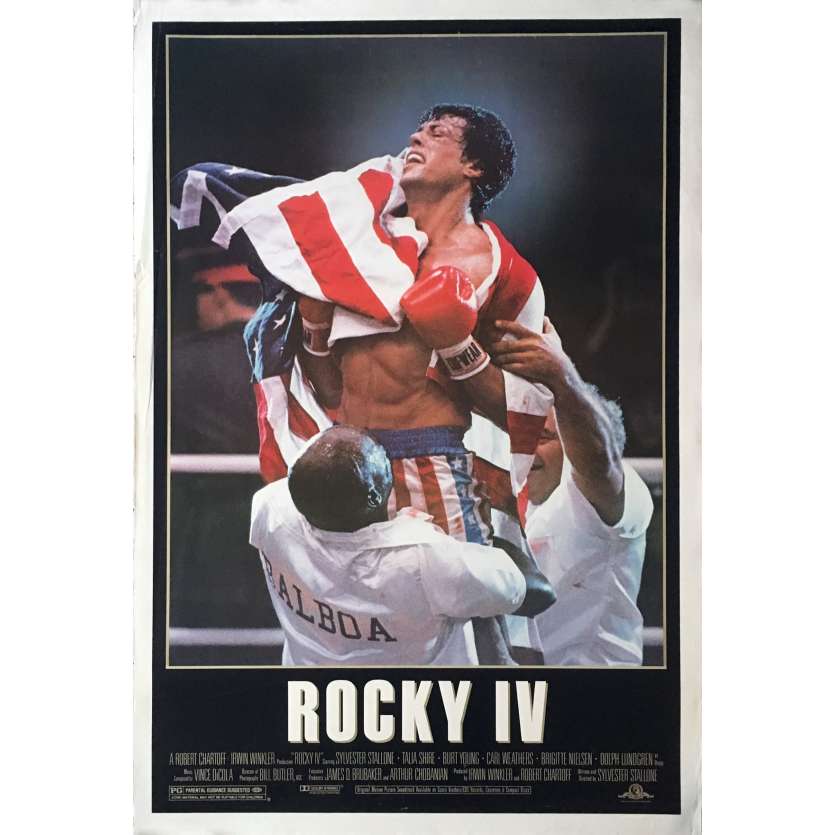 ROCKY IV Movie Poster Adv. Flag - 29x41 in. - 1985 - Sylvester Stallone, Dolph Lundgren