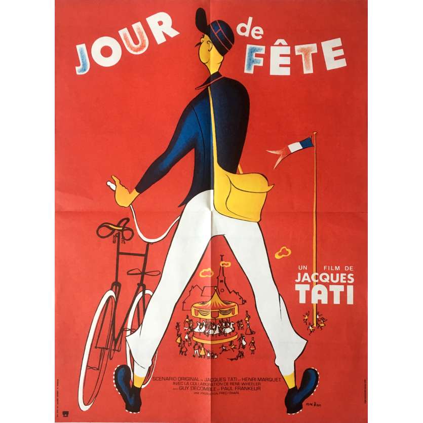 JOUR DE FETE Movie Poster 23x32 in. French - R1970 - Jacques Tati, Paul Frankeur