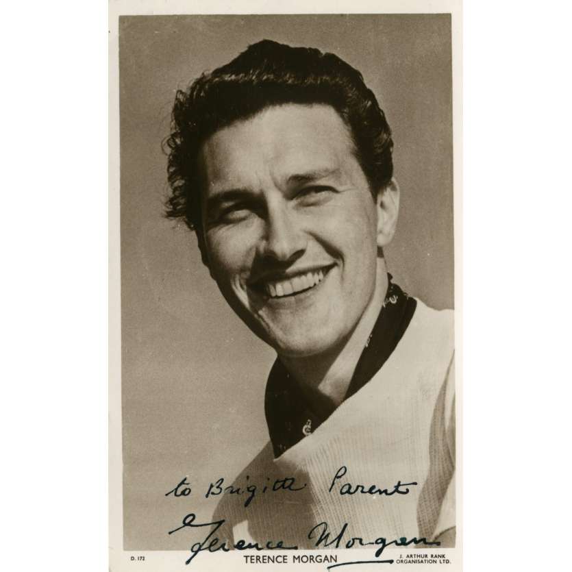 TERENCE MORGAN Signed Postal Card  - 3,5x5,5 in. - 1964 - Exc., W/ COA