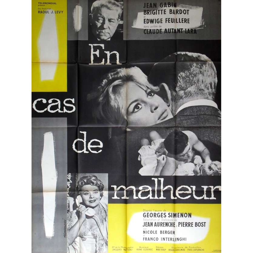 EN CAS DE MALHEUR Affiche de film - 120x160 cm. - R1960 - Jean Gabin, Brigitte Bardot, Claude Autant-Lara