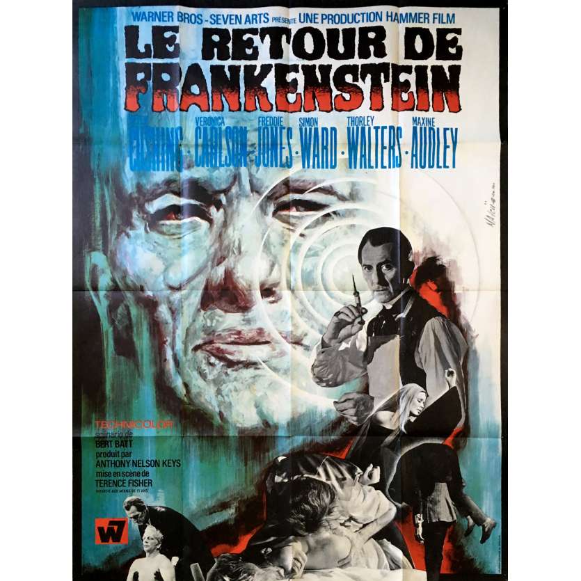 LE RETOUR DE FRANKENSTEIN Affiche de film x8 - 120x160 cm. - 1969 - Peter Cushing, Terence Fisher