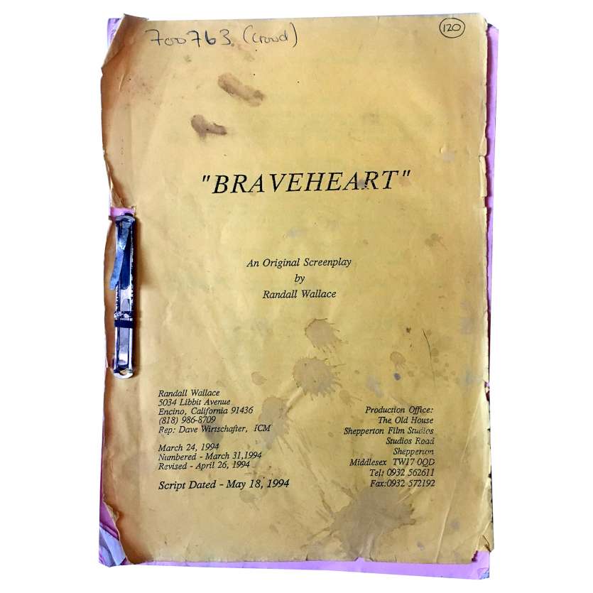 BRAVEHEART Original Movie Script - 1995 - Mel Gibson, Patrick McGoohan