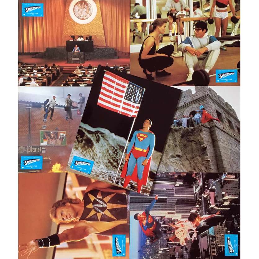 SUPERMAN IV Original Lobby Cards x7 - 9x12 in. - 1987 - Sidney J. Furie, Christopher Reeve